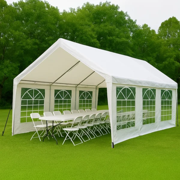 Party Combo 1: Essential Pack 10x20 Tent + 3 Tables + 18 Chairs
