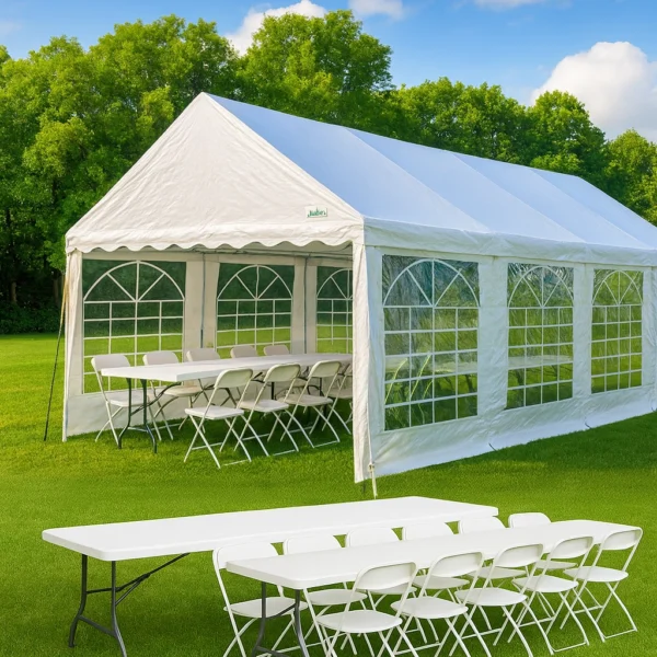 Party Combo 2: Guest Favorite 20x20 Tent + 6 Tables + 40 Chairs
