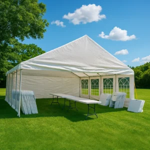 Party Combo 3: All-Inclusive Experience 20x30 Tent + 8 Tables + 60 Chairs